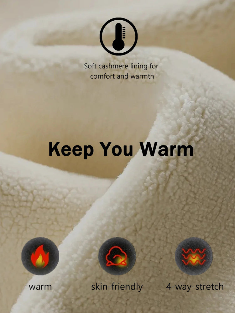1 pair of women's warm wool lined flared pants, winter windproof leggings, cold weather outdoor cycling pants PlatiNum