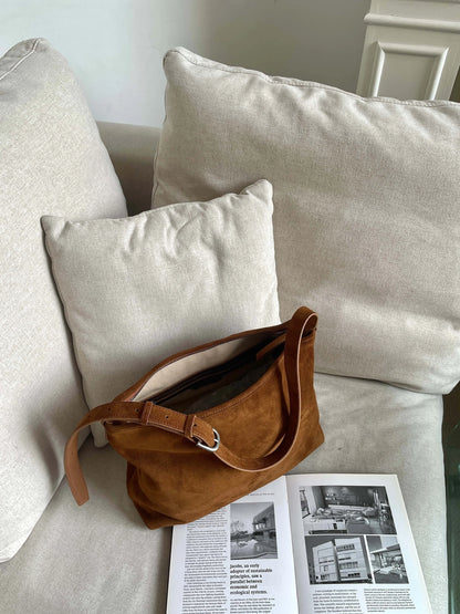 Motingsome Natural Soft Suede Woman Bags Large Capacity Handbag Big Underarm Messenger Bag Shoulder Purse Casual Tote 2025 New