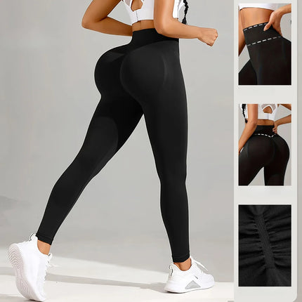 Leggings Sportivi Senza Cuciture per Donna, Modellanti e a Vita Alta, Push-Up per Yoga e Palestra