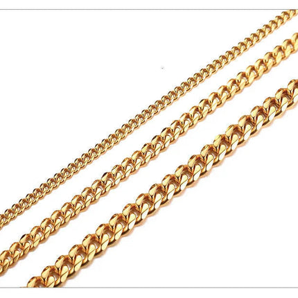 3-11MM Classic Cuban Chain Necklace for Men Women,Silver Black Gold Grey Color Stainless Steel Chains,Basic Punk Jewelry Gift PlatiNum