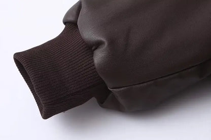 Women Green Leather Cropped Jacket Coat Vintage Streetwear Motorcycle Mustang Jacket 2000s Vintage Warm Thicke Outerwear Autumn