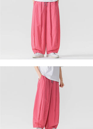 Pantaloni Uomo Nuova Estate Pantaloni larghi leggeri e sottili in vita elastica Sport all'aria aperta maschili Pantaloni larghi casual oversize da uomo Streetwear