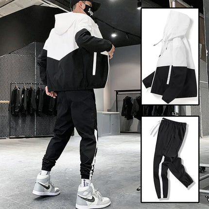 M-6XL-New-Men's-Sportswear-Set-from-Japan-South-Korea-Autumn-Casual-Wear-Men's-Hooded-Jacket-Leg-Tied-Pants-Trendy-Casual-Suit