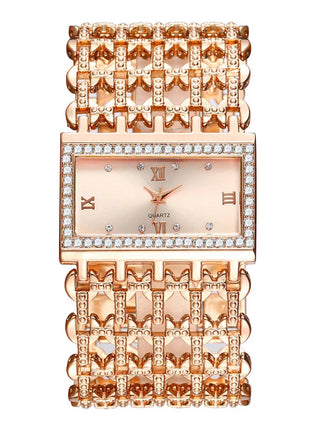 Orologio al quarzo da donna in oro nobile di lusso, orologio da donna con cinturino scheletrato, orologio completo platinumshop