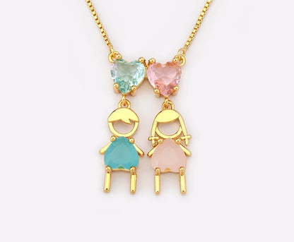 AIBEF Cuore Strass Ragazza e Ragazza Donna Ciondolo Collana Madre Cubic Zirconia Rame Dolce e Carino Gioielli Regalo di Fascino per Bambini