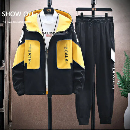 Spring Autumn New Tracksuits Men Set Casual Hooded Jacket Pants Sweatshirt Sportswear Coats Men Jacket+Pant Suits