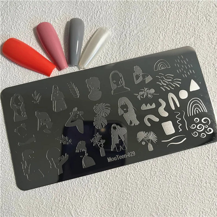 Gothic Cross Nail Stamping Plate Dark Rosary Cross Stainless Steel Punk Nail Art Stencil for DIY Manicure
