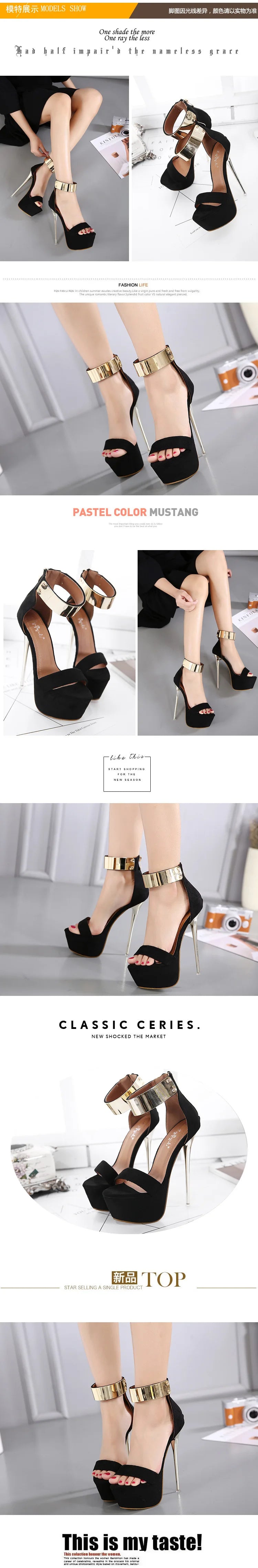 2026 Fashion Designer Metal Ankle Strap Women 16CM Heels Platform Sandals Shoes Female High Heels Sexy Party Dance Ladies Shoes PlatiNum