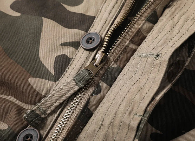 Vintage Style Men's Autumn Casual Jacket Tactical Camouflage Coat Stand Collar Outdoor Jacket Spring Outerwear