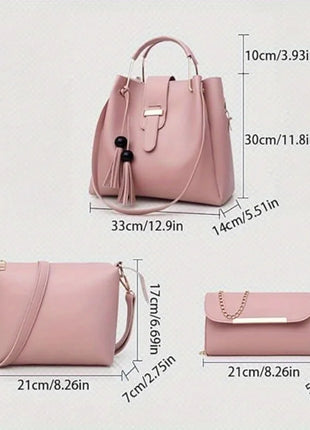 Set di 3 Borse da Donna in Pelle PU: Borsa a Tracolla, Borsa a Mano e Pochette, Combo Elegante per Signore