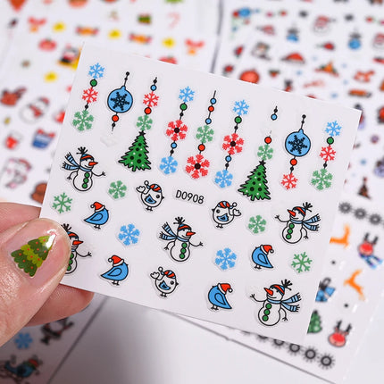 24Pcs 3D Christmas Nail Stickers Cartoon Santa Claus Elk Snowman Snowflakes Self-Adhesive Nail Decals Kid Girl Xmas Gift Sliders