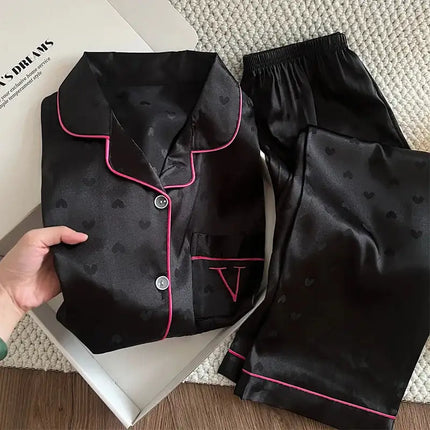 Pigiama floreale da donna della nuova estate Ragazze Estate Piccoli pantaloni freschi a maniche corte Abito da casa in raso di seta ghiacciata Foto reali platinumshop