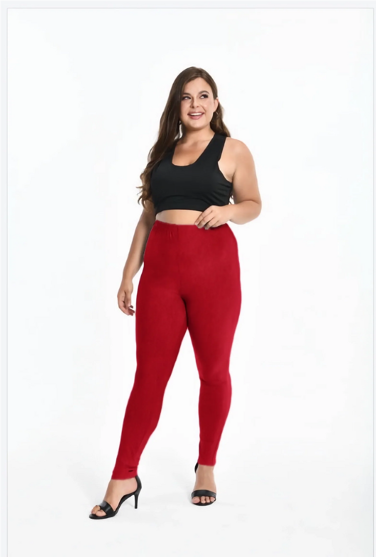 Solid Candy Color Leggings For Women 7XL 6XL 5XL Modal Cotton Large Size Ankle Legins Pants Grey Black White Pink Red Purple PlatiNum