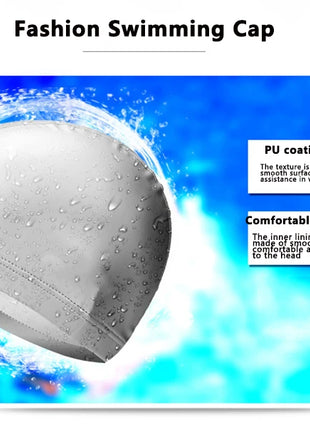Cuffia da nuoto impermeabile in PU per bambini Adulti Cuffia da sub ad alta elasticità non costruita Protezione per le orecchie dei capelli lunghi Cuffia da nuoto unisex