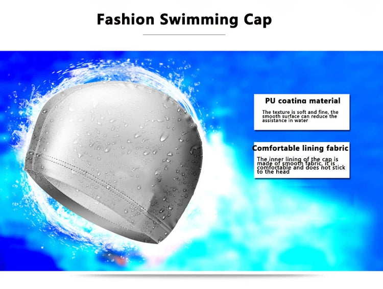 Cuffia da nuoto impermeabile in PU per bambini Adulti Cuffia da sub ad alta elasticità non costruita Protezione per le orecchie dei capelli lunghi Cuffia da nuoto unisex
