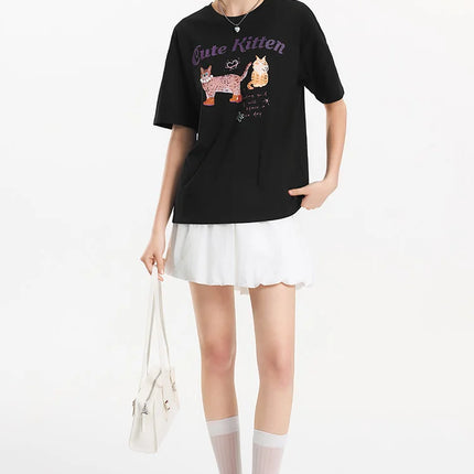T-shirt à manches courtes Semir pour femme, longueur moyenne, joli motif, style rétro, nouvelle collection été 2025, haut ample respirant, style de niche