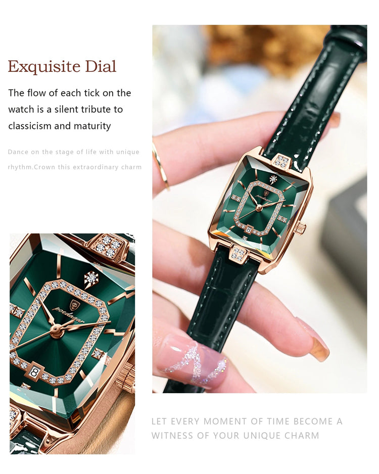 POEDAGAR Rettangolo Orologi da donna di lusso Impermeabile Data Orologio da donna in pelle Elegante orologio da polso da donna al quarzo moda Reloj regalo platinumshop