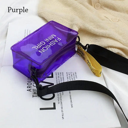 Borsa a Tracolla Trasparente con Effetto Laser per Donne, Mini Borsa Messenger alla Moda in PVC Colorato, Piccola Borsa Tote