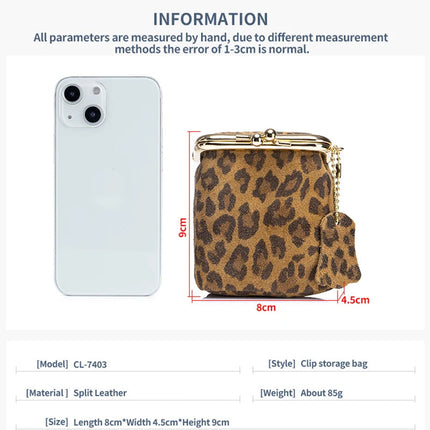 New Arrival Square Leopard Print Leather Small Purses Women's Portable Coin Money Wallets Earphone Lipstick Pouch Card Holders PlatiNum