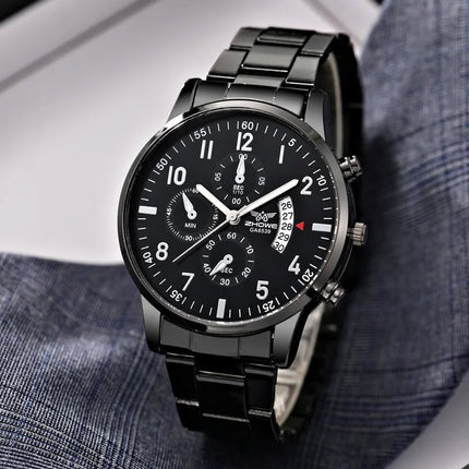 Orologio da uomo di lusso da 1 pezzo, calendario aziendale alla moda, orologio da cintura in acciaio da uomo, regalo di Natale per San Valentino platinumshop