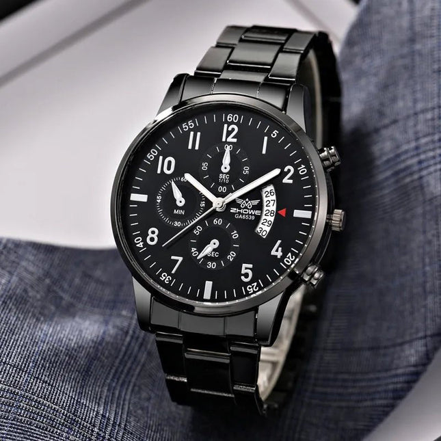 Orologio da uomo di lusso da 1 pezzo, calendario aziendale alla moda, orologio da cintura in acciaio da uomo, regalo di Natale per San Valentino platinumshop