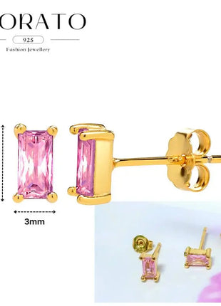 Lussuosa geometria 925 orecchio in argento sterling Ago rosa serie zircone orecchini a cerchio pendenti dolce moda regali di gioielli da sposa platinumshop