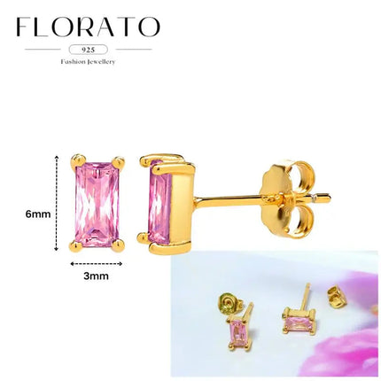 Lussuosa geometria 925 orecchio in argento sterling Ago rosa serie zircone orecchini a cerchio pendenti dolce moda regali di gioielli da sposa platinumshop