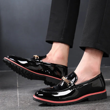 Scarpe da Uomo Trendy, Mocassini di Design con Catena Metallica, Scarpe Eleganti da Lavoro, Nuove Scarpe Casual in Pelle Slip-on, Scarpe da Cerimonia