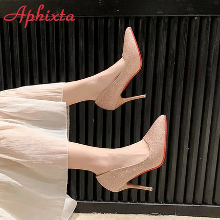 Aphixta Oro Argento Nero Décolleté con tacco alto a spillo da 3,54 pollici Décolleté da donna per tutte le stagioni Scarpe da festa con punta a punta di grandi dimensioni 49 50 platinumshop