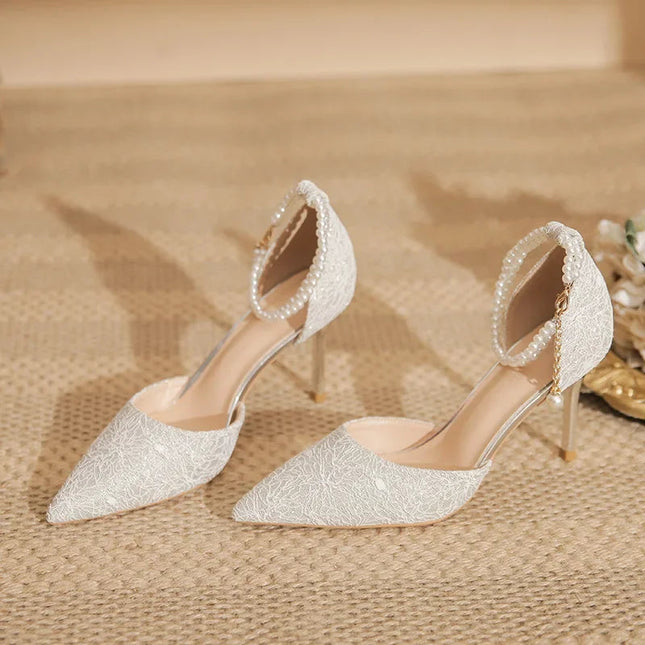 Size 31-43 Women High Heels Stiletto Heel Summer Lace Mesh Sweet Gold Silver Wedding Shoes PlatiNum