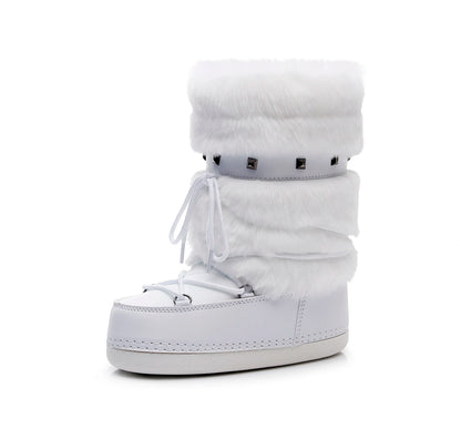 Women's Furry Boots New Warm Skiing Winter Boots Women Space Boots Trendy Ladies Winter Shoes Non-slip Girls Snow Boots