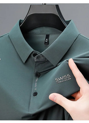 BROWON 2025 Été 2025 Tendances Polo T-shirt homme Manches courtes Anti-rides Col rabattu Mince Cool Business Tee Shirt Homme