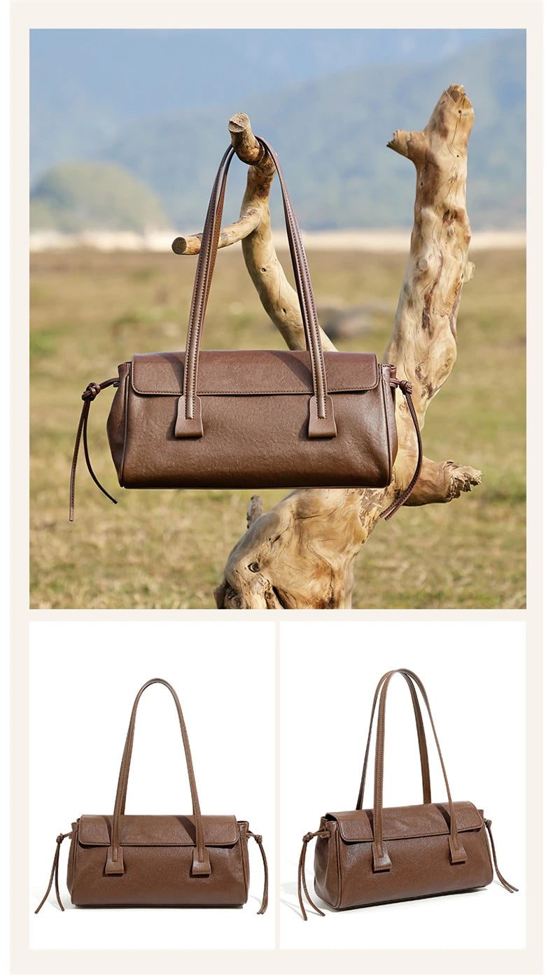 2025 nuova borsa a tracolla da donna in vera pelle borsa di lusso in pelle bovina di grande capacità borsa baguette rossa vino a striscia lunga femminile