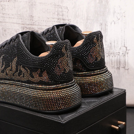 New Style Luxury Men's High Hip-hop Casual Shoes Men Black Fashion Rivets Shoes Italy Fashion Leisure Driving Loafers