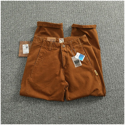 Spring And Autumn New American Retro 100% Cotton Multi-pocketed Washed Old Straight Casual Pants Loose Fashion Cargo Trousers