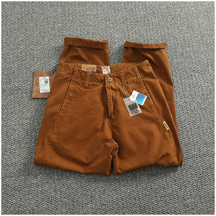 Spring And Autumn New American Retro 100% Cotton Multi-pocketed Washed Old Straight Casual Pants Loose Fashion Cargo Trousers