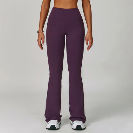 Flared Leggings Women's Wide-leg Pants High Waisted Hip lifting Yoga Pants Quick Drying Running Exercise Fitness Bell bottoms PlatiNum