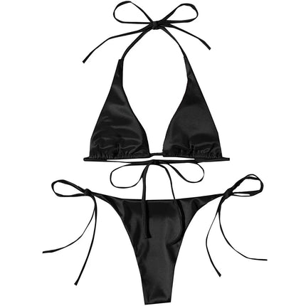 Sexy 13 colori Halter Satin Bikini brasiliano Donna Costumi da bagno Costume da bagno femminile Bikini a due pezzi Bagnante Costume da bagno Swim V4966 platinumshop