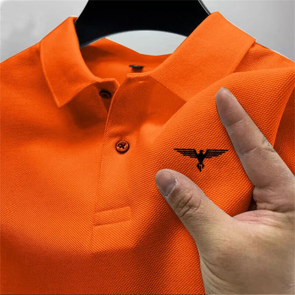 2025 New Men's Short sleeved Polo Shirt High end Fast drying Breathable Casual Fashion Business Sports Men's Clothing Summer PlatiNum