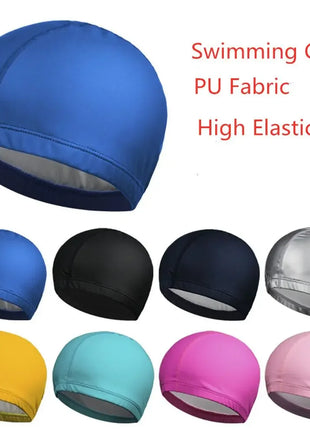 Nuovo Cappello da Nuoto Impermeabile 2025 in Tessuto PU per Adulti/Bambini, Protezione Orecchie, Tinta Unita