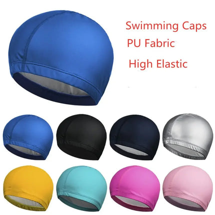 Nuovo Cappello da Nuoto Impermeabile 2025 in Tessuto PU per Adulti/Bambini, Protezione Orecchie, Tinta Unita
