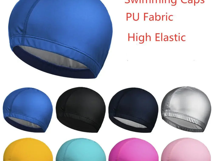 Nuovo Cappello da Nuoto Impermeabile 2025 in Tessuto PU per Adulti/Bambini, Protezione Orecchie, Tinta Unita