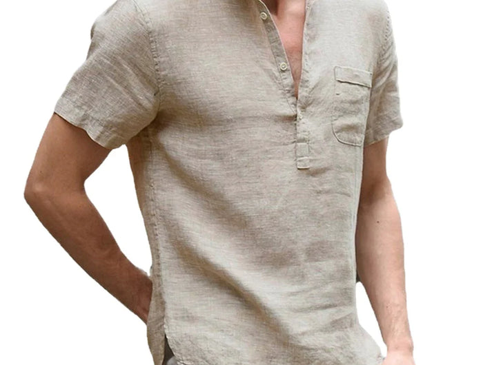 Men's Short-Sleeve T-Shirt New Summer Cotton and Linen Casual T-Shirt for Men LED Breathable Men's Shirt S-3XL