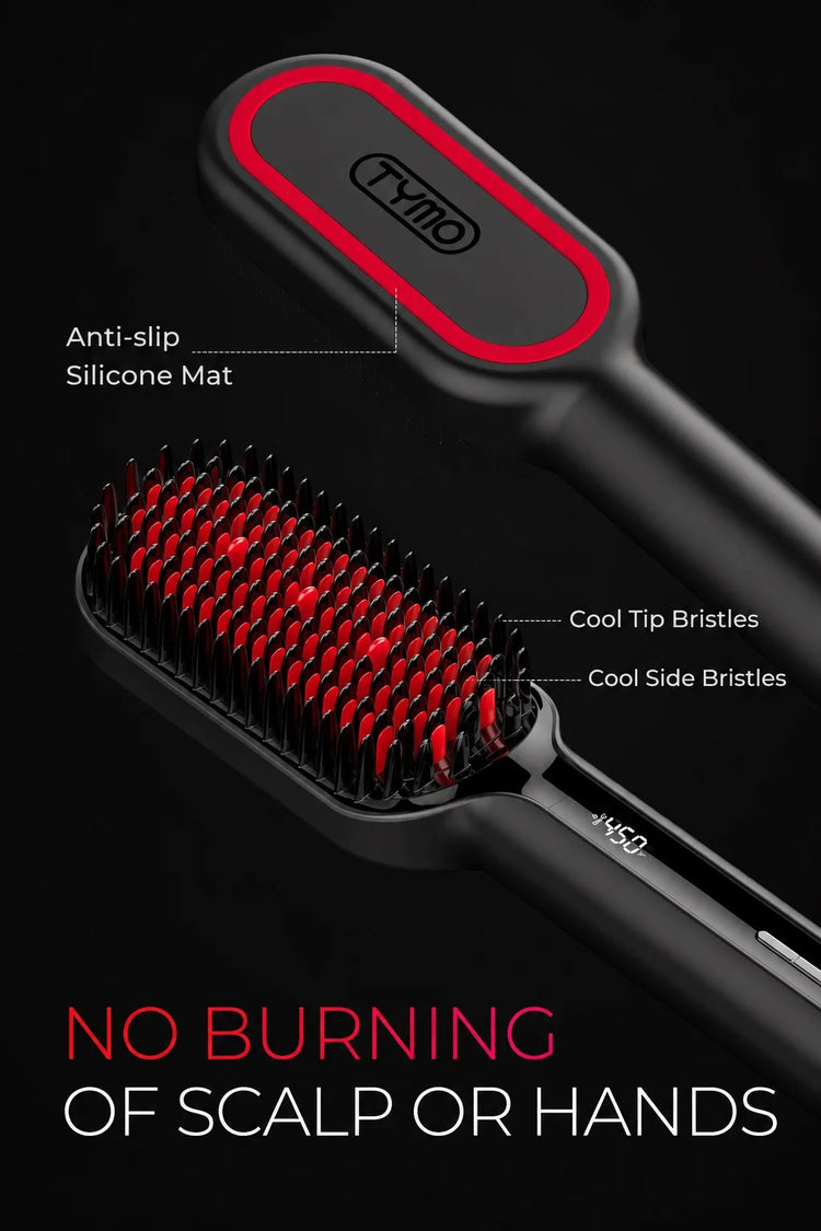TYMO IONIC PLUS Straightening Brush, Professional Hair Straightener, LCD Display, Fast Heating, Anti-Burn, Fast Styling Hair Too