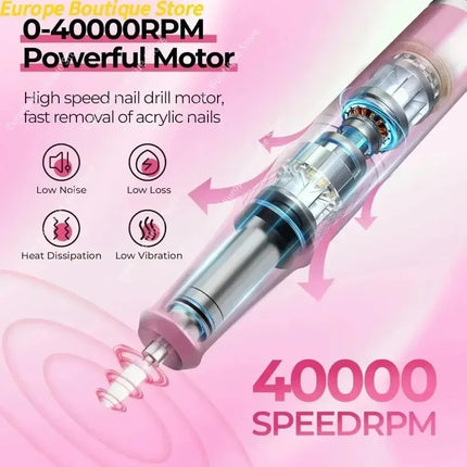 2026 Pro Specialist Electric Nail Refiner 40000RPM LCD Digital Nail Drill Machine Pack For Acrylic Gel Nails Salon Manicure Instrument