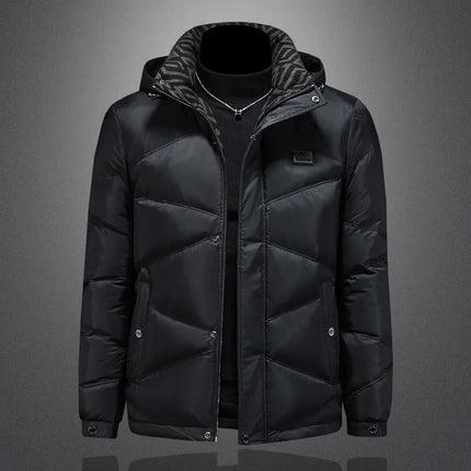2025 Autumn And Winter Men's 90% White Duck Down Black Hooded Down Jacket Kurtka Zimowa Duck Down Jacket Mens Clothing