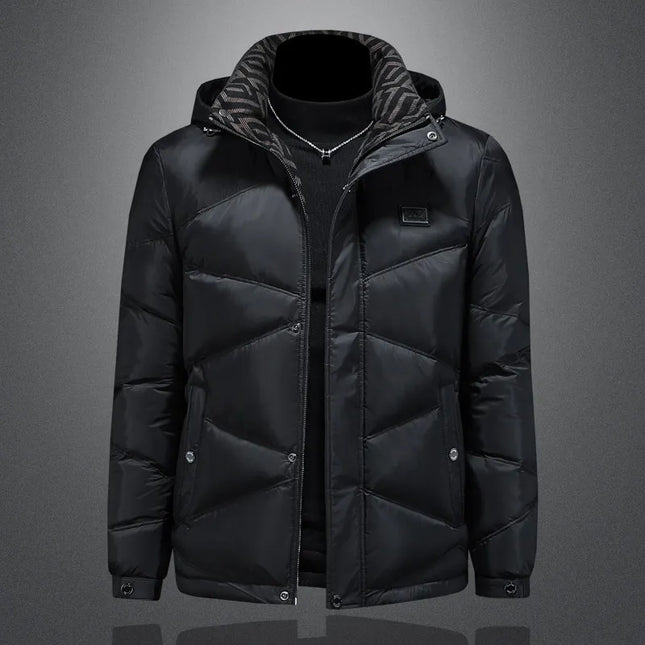 2025 Autumn And Winter Men's 90% White Duck Down Black Hooded Down Jacket Kurtka Zimowa Duck Down Jacket Mens Clothing