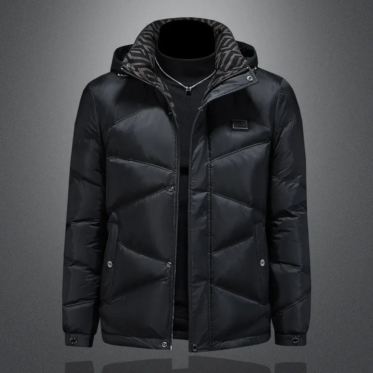 2025 Autumn And Winter Men's 90% White Duck Down Black Hooded Down Jacket Kurtka Zimowa Duck Down Jacket Mens Clothing