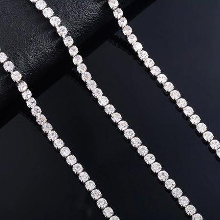 Sparkly Cubic Zirconia Tennis Necklace for Women Rhinestone Choker Minimalist Crystal Chain Stainless Steel Jewelry Accessories PlatiNum