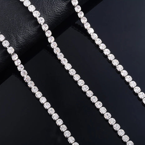 Sparkly Cubic Zirconia Tennis Necklace for Women Rhinestone Choker Minimalist Crystal Chain Stainless Steel Jewelry Accessories PlatiNum
